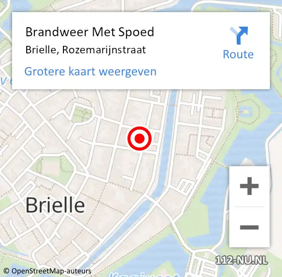 Locatie op kaart van de 112 melding: Brandweer Met Spoed Naar Brielle, Rozemarijnstraat op 6 maart 2024 16:31