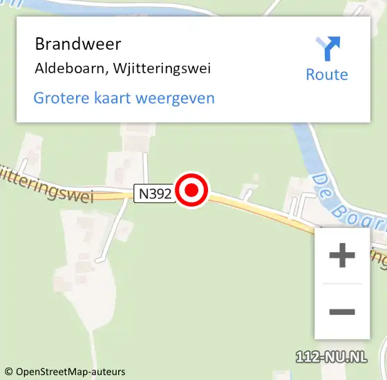 Locatie op kaart van de 112 melding: Brandweer Aldeboarn, Wjitteringswei op 28 september 2014 09:40