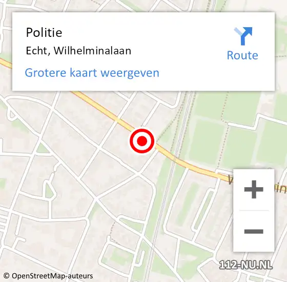 Locatie op kaart van de 112 melding: Politie Echt, Wilhelminalaan op 6 maart 2024 16:37