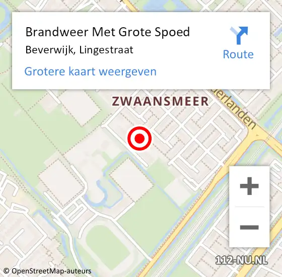 Locatie op kaart van de 112 melding: Brandweer Met Grote Spoed Naar Beverwijk, Lingestraat op 6 maart 2024 16:46