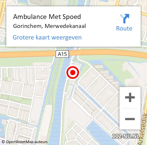 Locatie op kaart van de 112 melding: Ambulance Met Spoed Naar Gorinchem, Merwedekanaal op 6 maart 2024 16:57