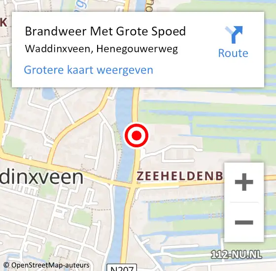 Locatie op kaart van de 112 melding: Brandweer Met Grote Spoed Naar Waddinxveen, Henegouwerweg op 28 september 2014 09:45