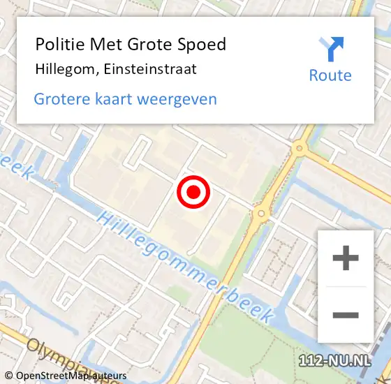 Locatie op kaart van de 112 melding: Politie Met Grote Spoed Naar Hillegom, Einsteinstraat op 6 maart 2024 17:01