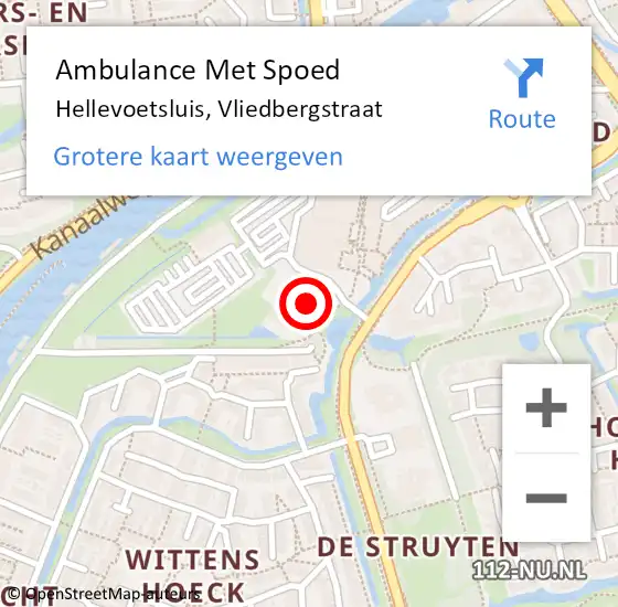 Locatie op kaart van de 112 melding: Ambulance Met Spoed Naar Hellevoetsluis, Vliedbergstraat op 6 maart 2024 17:24