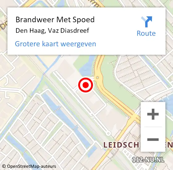 Locatie op kaart van de 112 melding: Brandweer Met Spoed Naar Den Haag, Vaz Diasdreef op 6 maart 2024 17:40