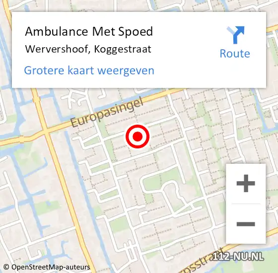 Locatie op kaart van de 112 melding: Ambulance Met Spoed Naar Wervershoof, Koggestraat op 6 maart 2024 17:42