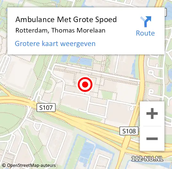 Locatie op kaart van de 112 melding: Ambulance Met Grote Spoed Naar Rotterdam, Thomas Morelaan op 6 maart 2024 17:43