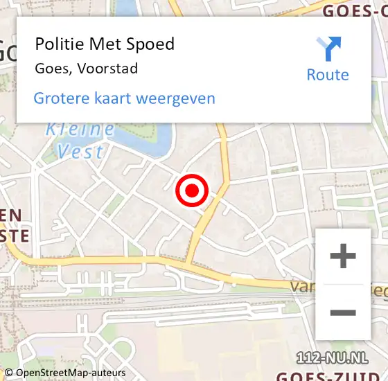 Locatie op kaart van de 112 melding: Politie Met Spoed Naar Goes, Voorstad op 6 maart 2024 17:55