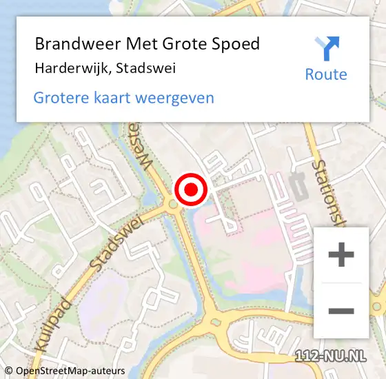 Locatie op kaart van de 112 melding: Brandweer Met Grote Spoed Naar Harderwijk, Stadswei op 6 maart 2024 17:56