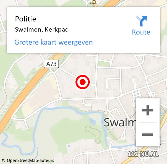 Locatie op kaart van de 112 melding: Politie Swalmen, Kerkpad op 6 maart 2024 17:56