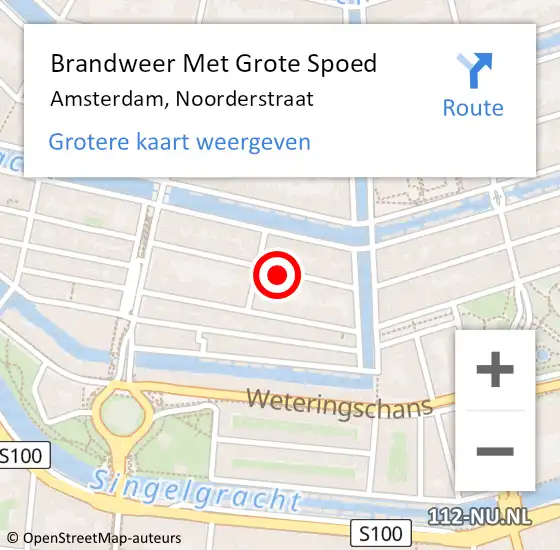 Locatie op kaart van de 112 melding: Brandweer Met Grote Spoed Naar Amsterdam, Noorderstraat op 6 maart 2024 18:24