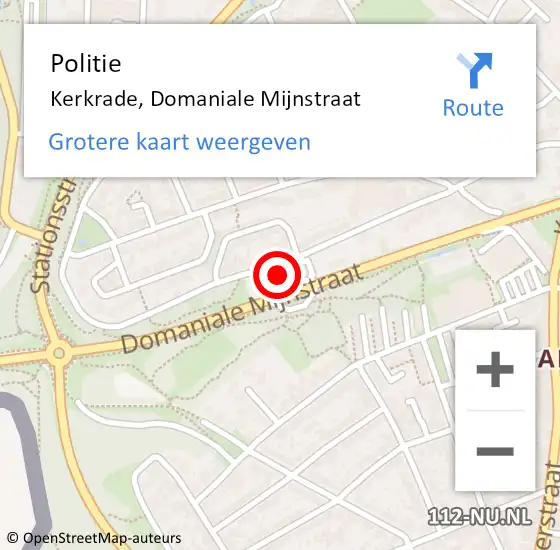 Locatie op kaart van de 112 melding: Politie Kerkrade, Domaniale Mijnstraat op 6 maart 2024 18:31