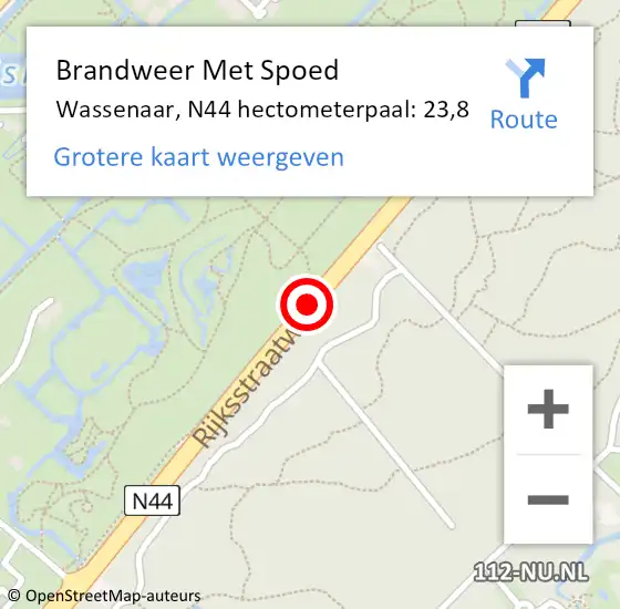 Locatie op kaart van de 112 melding: Brandweer Met Spoed Naar Wassenaar, N44 hectometerpaal: 23,8 op 6 maart 2024 18:34