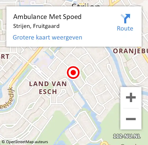 Locatie op kaart van de 112 melding: Ambulance Met Spoed Naar Strijen, Fruitgaard op 6 maart 2024 18:57