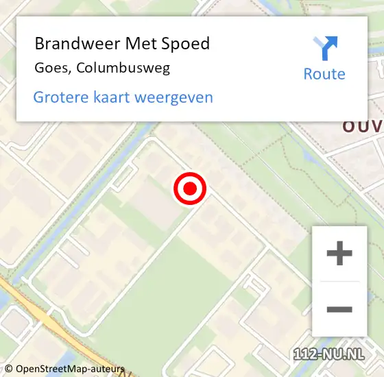 Locatie op kaart van de 112 melding: Brandweer Met Spoed Naar Goes, Columbusweg op 28 september 2014 10:00