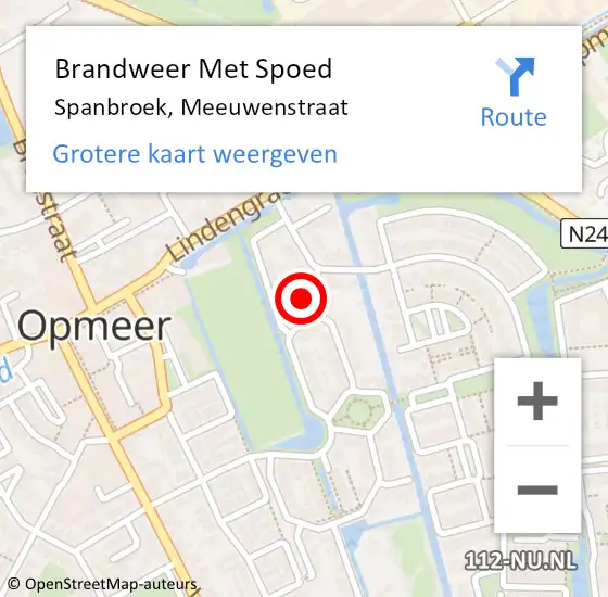 Locatie op kaart van de 112 melding: Brandweer Met Spoed Naar Spanbroek, Meeuwenstraat op 6 maart 2024 19:21