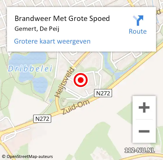 Locatie op kaart van de 112 melding: Brandweer Met Grote Spoed Naar Gemert, De Peij op 6 maart 2024 19:23