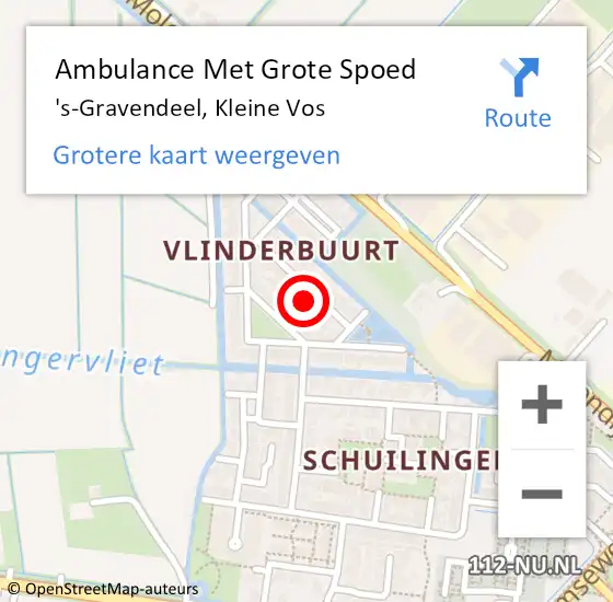 Locatie op kaart van de 112 melding: Ambulance Met Grote Spoed Naar 's-Gravendeel, Kleine Vos op 6 maart 2024 19:33