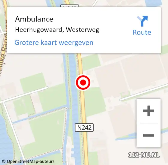Locatie op kaart van de 112 melding: Ambulance Heerhugowaard, Westerweg op 6 maart 2024 19:35