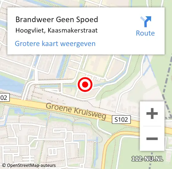 Locatie op kaart van de 112 melding: Brandweer Geen Spoed Naar Hoogvliet, Kaasmakerstraat op 6 maart 2024 19:42