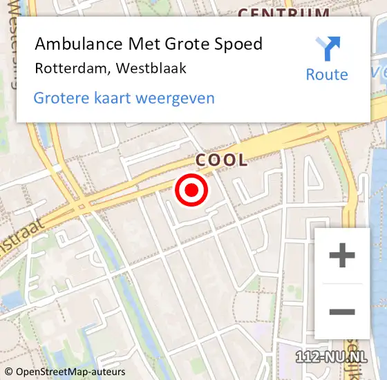 Locatie op kaart van de 112 melding: Ambulance Met Grote Spoed Naar Rotterdam, Westblaak op 6 maart 2024 19:43