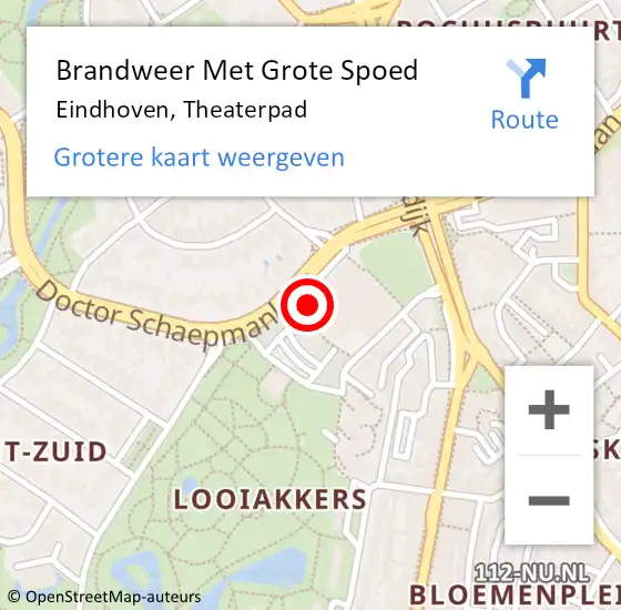 Locatie op kaart van de 112 melding: Brandweer Met Grote Spoed Naar Eindhoven, Theaterpad op 6 maart 2024 19:59