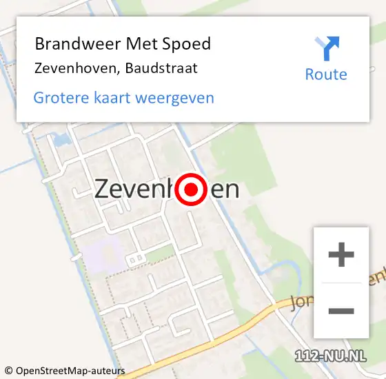 Locatie op kaart van de 112 melding: Brandweer Met Spoed Naar Zevenhoven, Baudstraat op 28 september 2014 10:09