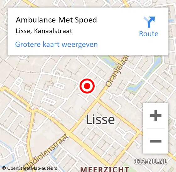 Locatie op kaart van de 112 melding: Ambulance Met Spoed Naar Lisse, Kanaalstraat op 6 maart 2024 20:38