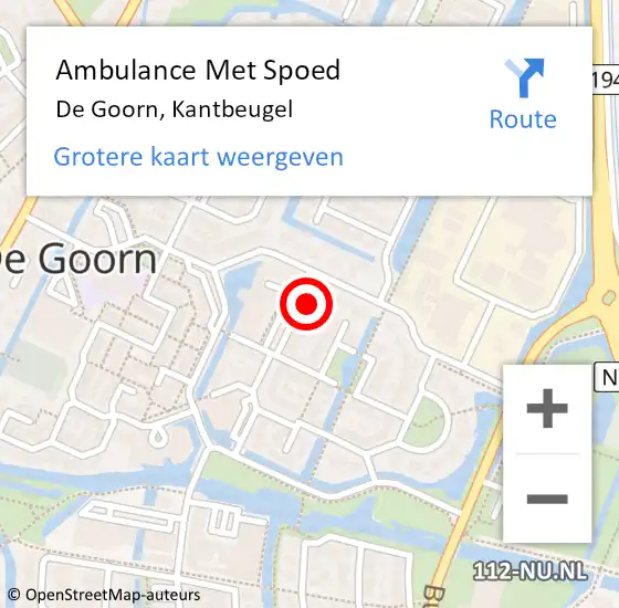 Locatie op kaart van de 112 melding: Ambulance Met Spoed Naar De Goorn, Kantbeugel op 6 maart 2024 21:15