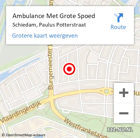 Locatie op kaart van de 112 melding: Ambulance Met Grote Spoed Naar Schiedam, Paulus Potterstraat op 6 maart 2024 21:21