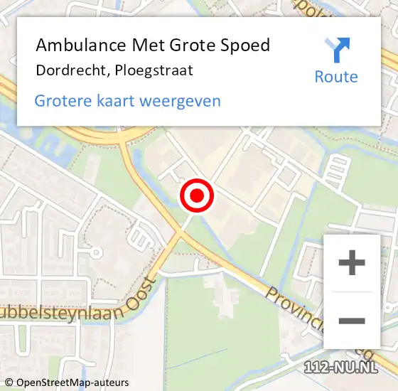 Locatie op kaart van de 112 melding: Ambulance Met Grote Spoed Naar Dordrecht, Ploegstraat op 6 maart 2024 22:39