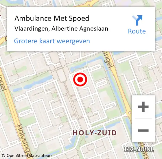 Locatie op kaart van de 112 melding: Ambulance Met Spoed Naar Vlaardingen, Albertine Agneslaan op 6 maart 2024 22:53