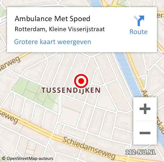 Locatie op kaart van de 112 melding: Ambulance Met Spoed Naar Rotterdam, Kleine Visserijstraat op 6 maart 2024 22:59