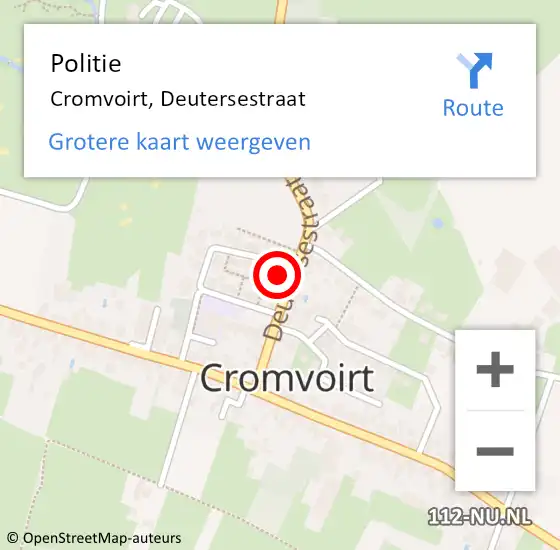 Locatie op kaart van de 112 melding: Politie Cromvoirt, Deutersestraat op 6 maart 2024 23:25