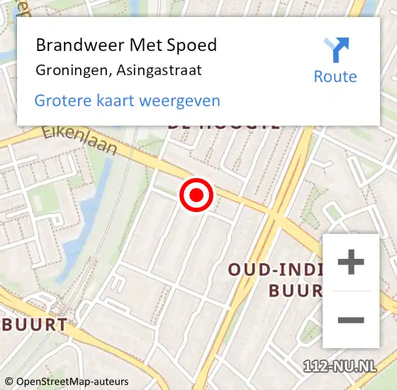 Locatie op kaart van de 112 melding: Brandweer Met Spoed Naar Groningen, Asingastraat op 6 maart 2024 23:27