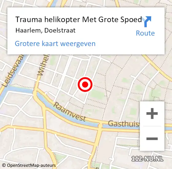 Locatie op kaart van de 112 melding: Trauma helikopter Met Grote Spoed Naar Haarlem, Doelstraat op 6 maart 2024 23:31