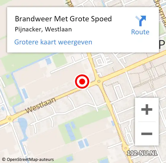 Locatie op kaart van de 112 melding: Brandweer Met Grote Spoed Naar Pijnacker, Westlaan op 6 maart 2024 23:51