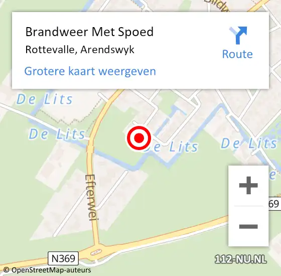 Locatie op kaart van de 112 melding: Brandweer Met Spoed Naar Rottevalle, Arendswyk op 7 maart 2024 00:08