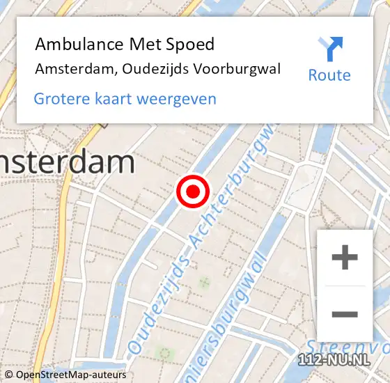 Locatie op kaart van de 112 melding: Ambulance Met Spoed Naar Amsterdam, Oudezijds Voorburgwal op 7 maart 2024 00:13
