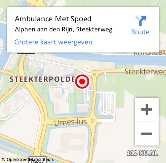 Locatie op kaart van de 112 melding: Ambulance Met Spoed Naar Alphen aan den Rijn, Steekterweg op 7 maart 2024 01:00