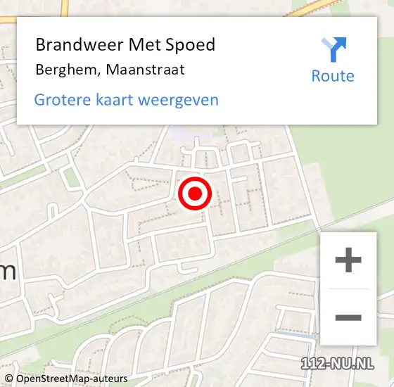 Locatie op kaart van de 112 melding: Brandweer Met Spoed Naar Berghem, Maanstraat op 7 maart 2024 01:07