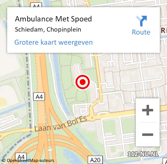 Locatie op kaart van de 112 melding: Ambulance Met Spoed Naar Schiedam, Chopinplein op 7 maart 2024 01:45