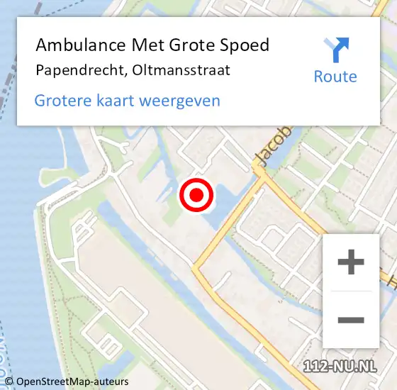 Locatie op kaart van de 112 melding: Ambulance Met Grote Spoed Naar Papendrecht, Oltmansstraat op 7 maart 2024 02:07