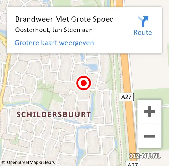 Locatie op kaart van de 112 melding: Brandweer Met Grote Spoed Naar Oosterhout, Jan Steenlaan op 7 maart 2024 03:14