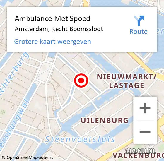 Locatie op kaart van de 112 melding: Ambulance Met Spoed Naar Amsterdam, Recht Boomssloot op 7 maart 2024 03:21