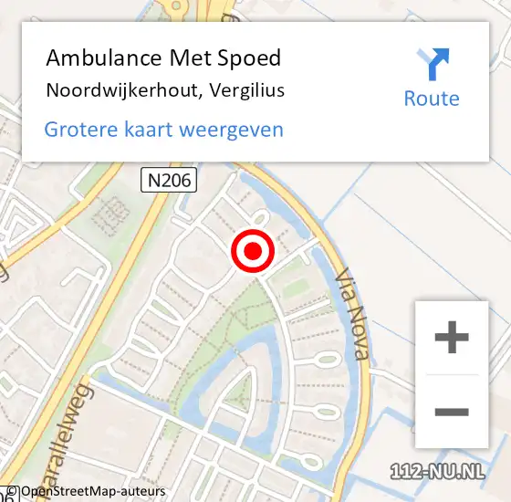 Locatie op kaart van de 112 melding: Ambulance Met Spoed Naar Noordwijkerhout, Vergilius op 7 maart 2024 04:12