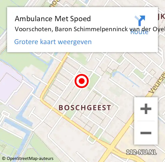 Locatie op kaart van de 112 melding: Ambulance Met Spoed Naar Voorschoten, Baron Schimmelpenninck van der Oyelaan op 7 maart 2024 04:57