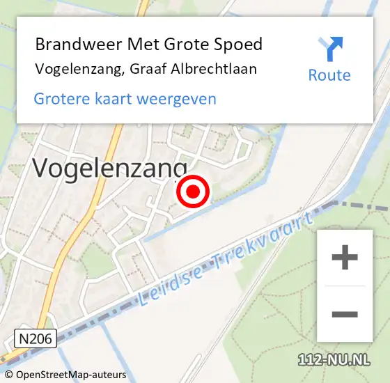 Locatie op kaart van de 112 melding: Brandweer Met Grote Spoed Naar Vogelenzang, Graaf Albrechtlaan op 7 maart 2024 05:56