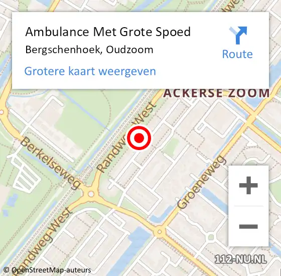 Locatie op kaart van de 112 melding: Ambulance Met Grote Spoed Naar Bergschenhoek, Oudzoom op 7 maart 2024 06:33