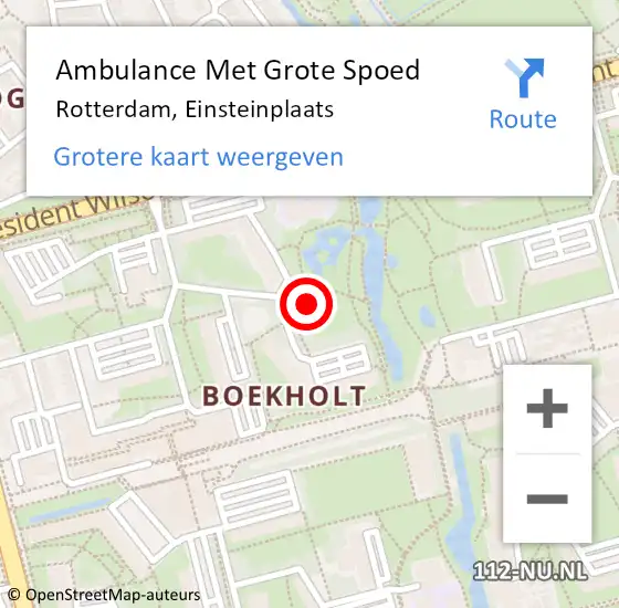 Locatie op kaart van de 112 melding: Ambulance Met Grote Spoed Naar Rotterdam, Einsteinplaats op 7 maart 2024 07:02